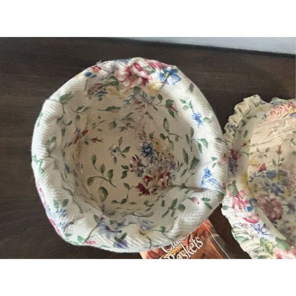 Longaberger set of 2 small baskets with floral fabric lining - Picture 3 of 9